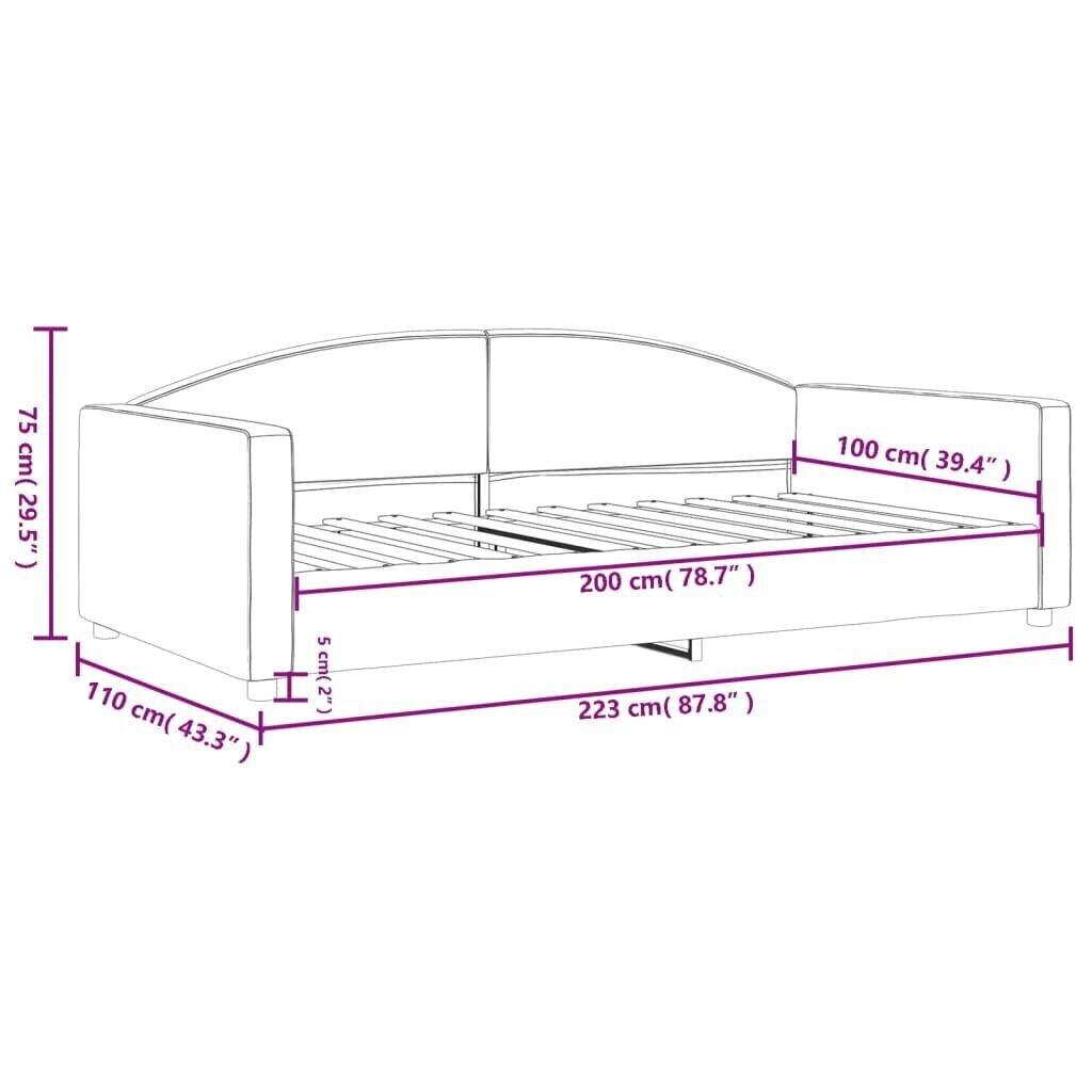 Vuodesohva vidaXL, 100x200 cm, harmaa hinta ja tiedot | Sängyt | hobbyhall.fi