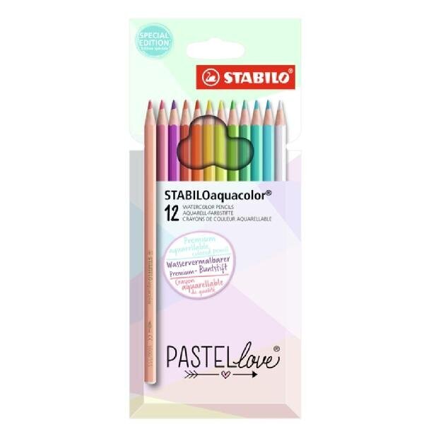 STABILO värikynät Aquacolor Pastellove, 12 väriä hinta ja tiedot | Taide- ja askartelutarvikkeet | hobbyhall.fi