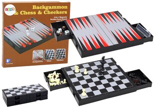 pelisarja 3in1 - shakki, tammi, backgammon hinta ja tiedot | Lautapelit ja älypelit | hobbyhall.fi