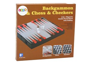 pelisarja 3in1 - shakki, tammi, backgammon hinta ja tiedot | Lautapelit ja älypelit | hobbyhall.fi