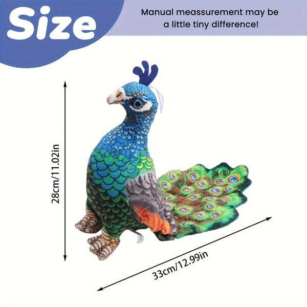 '33 cm/12,99 tuumaa simuloitu riikinkukko pehmolelu eläin nukke vihreä sininen värikäs häntä levittää hännän näyttö auki halaus ihastuttavia lahjoja loma syntymäpäiväjuhla lelut kodin sisustus uni lelut'