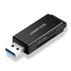 Kannettava TF/SD-kortinlukija, Ugreen CM1041, jossa USB 3.0, musta hinta ja tiedot | Komponenttien lisätarvikkeet | hobbyhall.fi