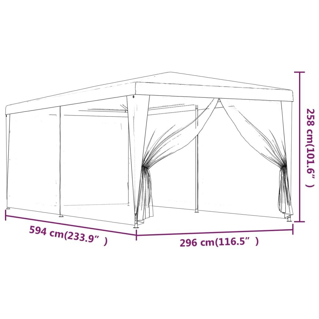 vidaXL Juhlateltta 6 verkkosivuseinää sininen 3x6 m HDPE hinta ja tiedot | Puutarhapaviljongit | hobbyhall.fi