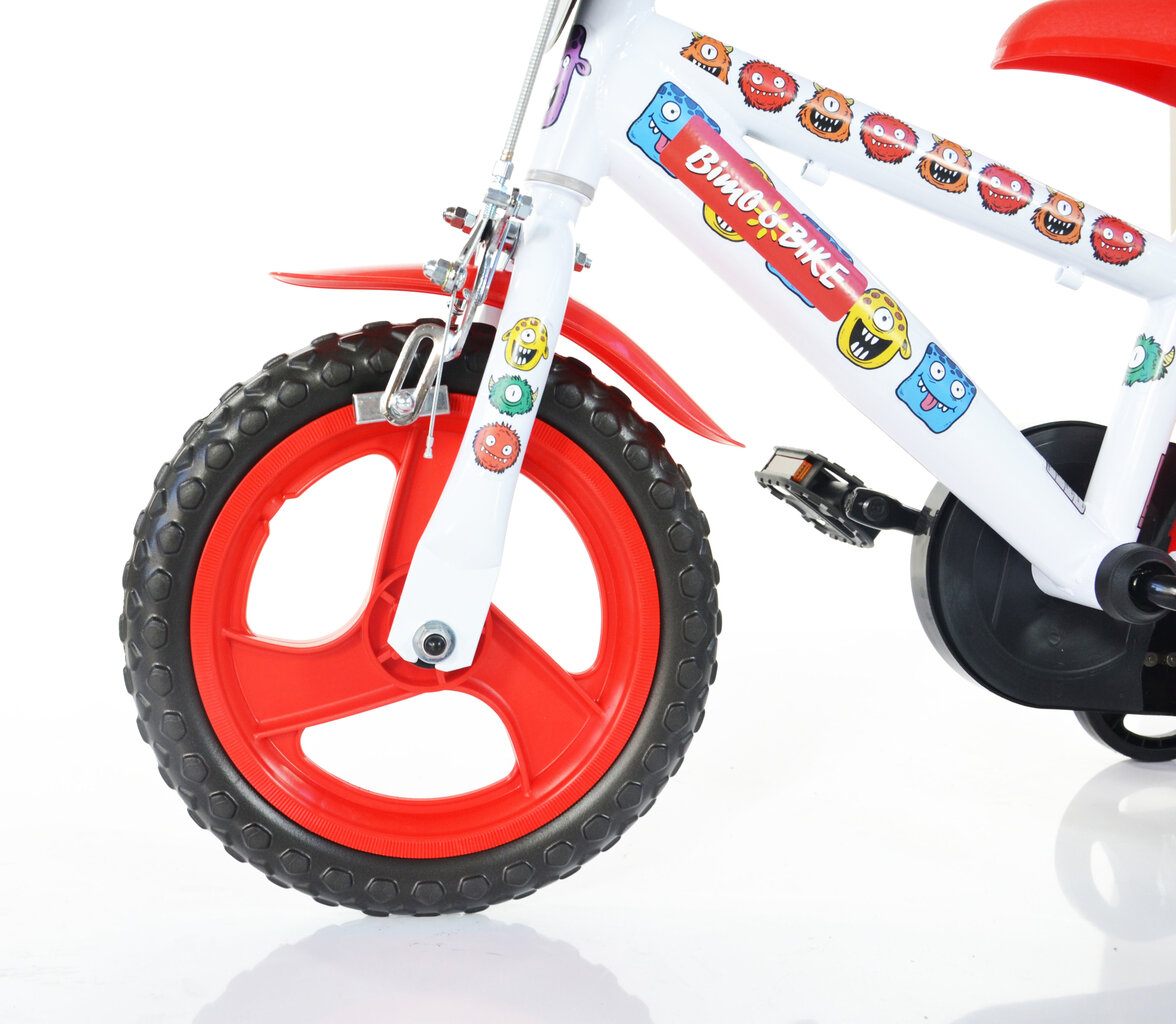 Poikien pyörä Bimbo Bike 12", valkoinen/punainen hinta ja tiedot | Polkupyörät | hobbyhall.fi