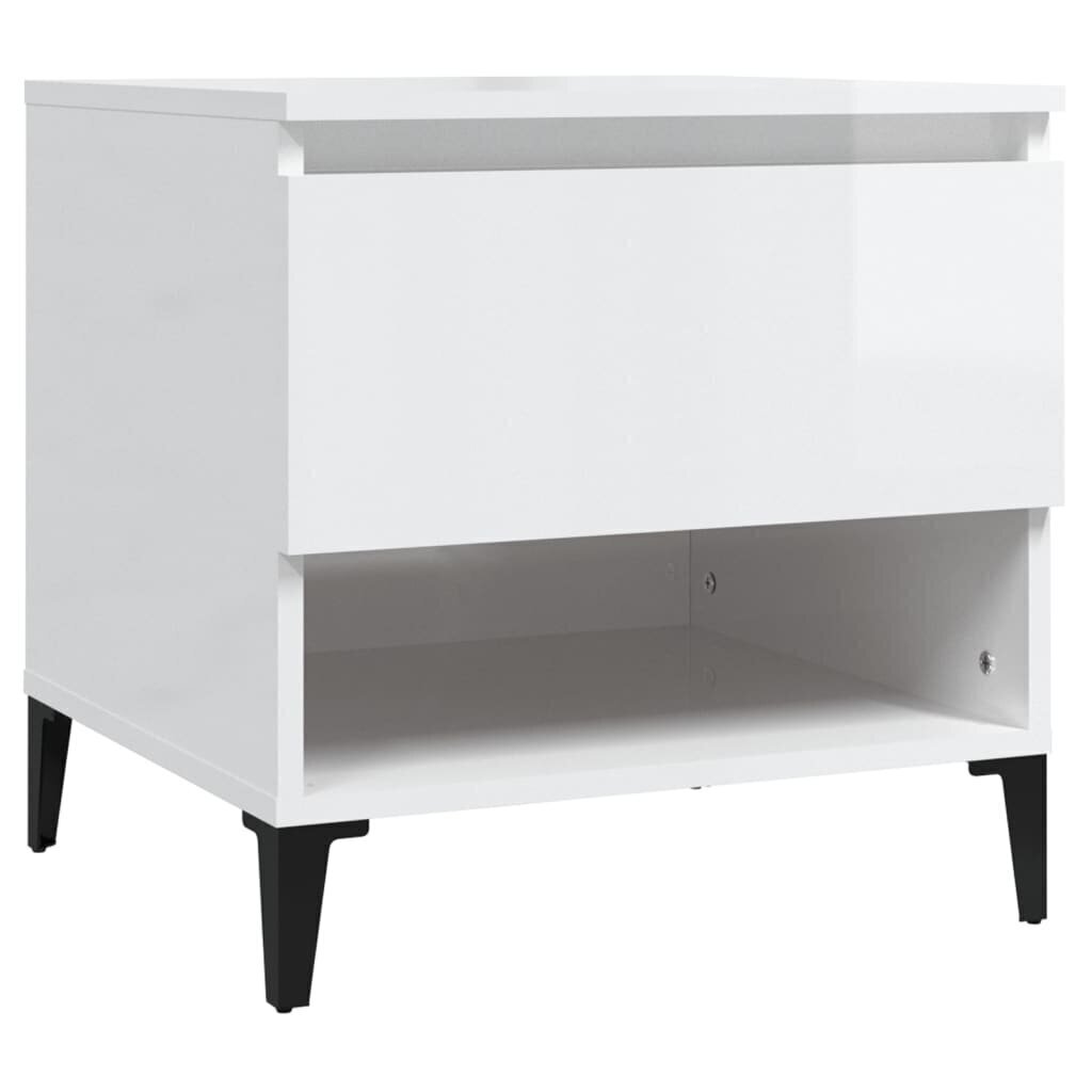 Sivupöytä korkeakiilto valkoinen 50x46x50 cm tekninen puu hinta ja tiedot | Sohvapöydät | hobbyhall.fi