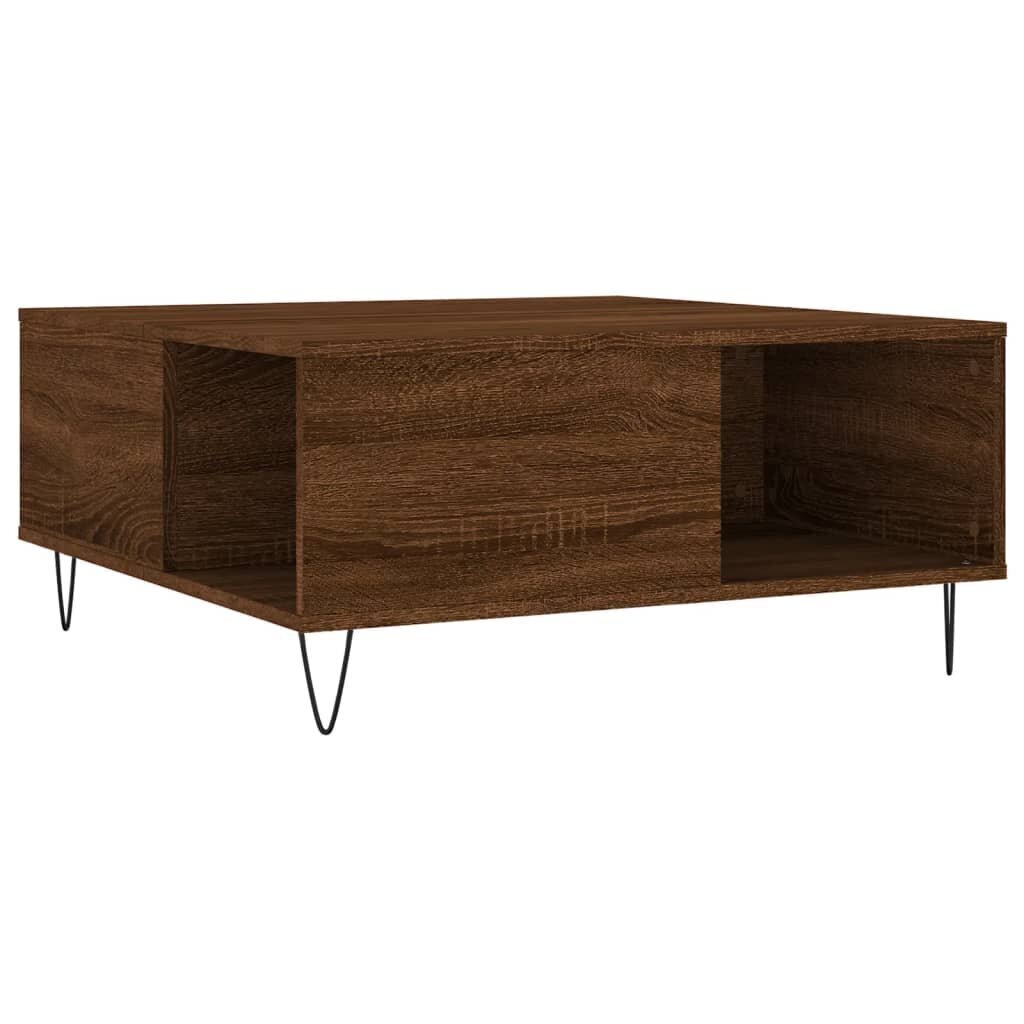 Sohvapöytä ruskea tammi 80x80x36,5 cm tekninen puu hinta ja tiedot | Sohvapöydät | hobbyhall.fi