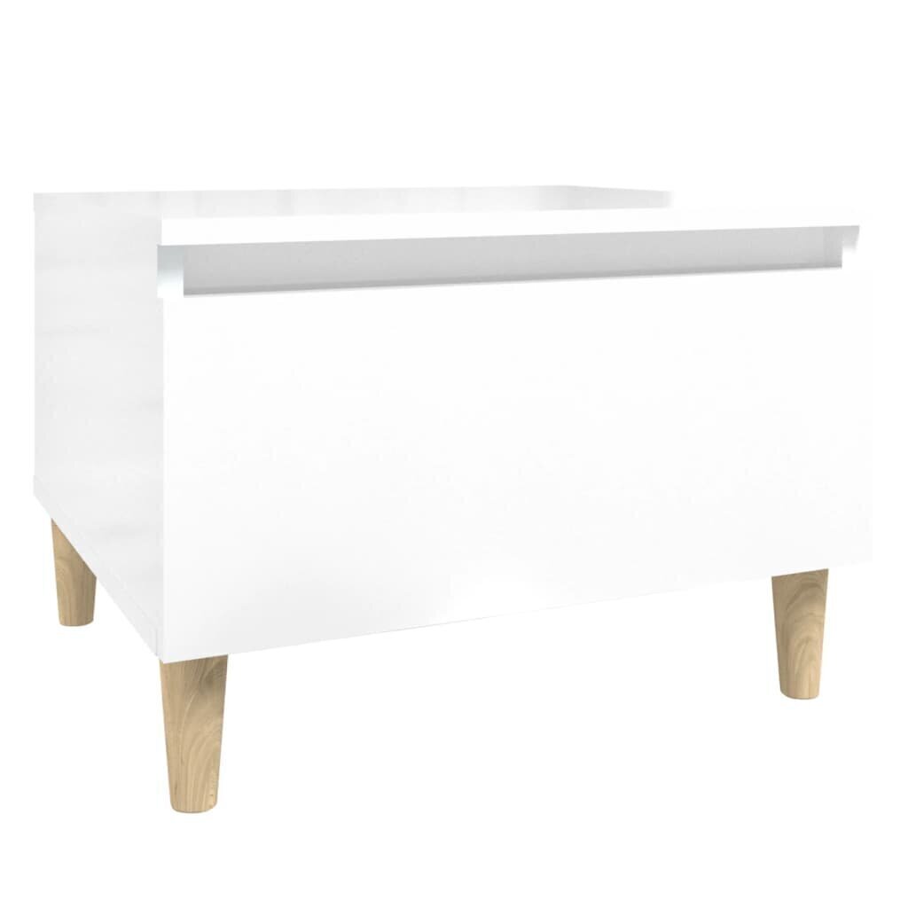 Sivupöytä korkeakiilto valkoinen 50x46x35 cm tekninen puu hinta ja tiedot | Sohvapöydät | hobbyhall.fi