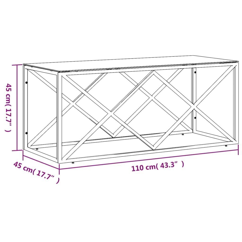 Sohvapöytä 110x45x45 cm ruostumaton teräs ja lasi hinta ja tiedot | Sohvapöydät | hobbyhall.fi