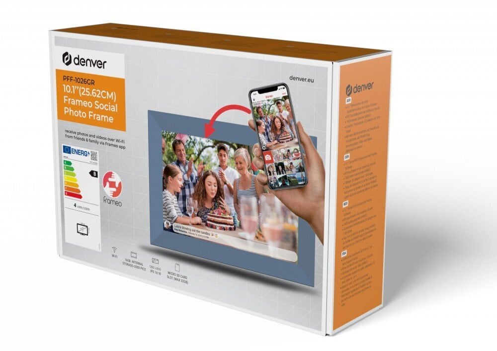 Digitaalinen valokuvakehys FRAMEO Wi-Fi Touch Screen IPS 10" 16GB DENVER PFF-1026GR PFF-1026GR hinta ja tiedot | Digitaaliset valokuvakehykset | hobbyhall.fi