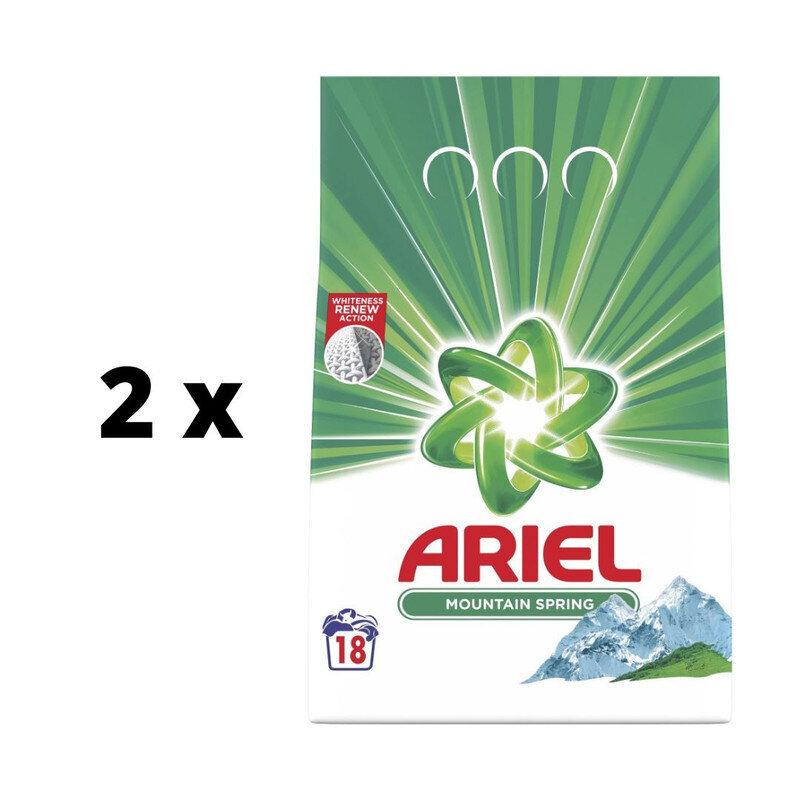 Pesujauhe Ariel Mountain Spring, 18 pesua x 2 kpl paketti hinta ja tiedot | Pyykinpesuaineet | hobbyhall.fi