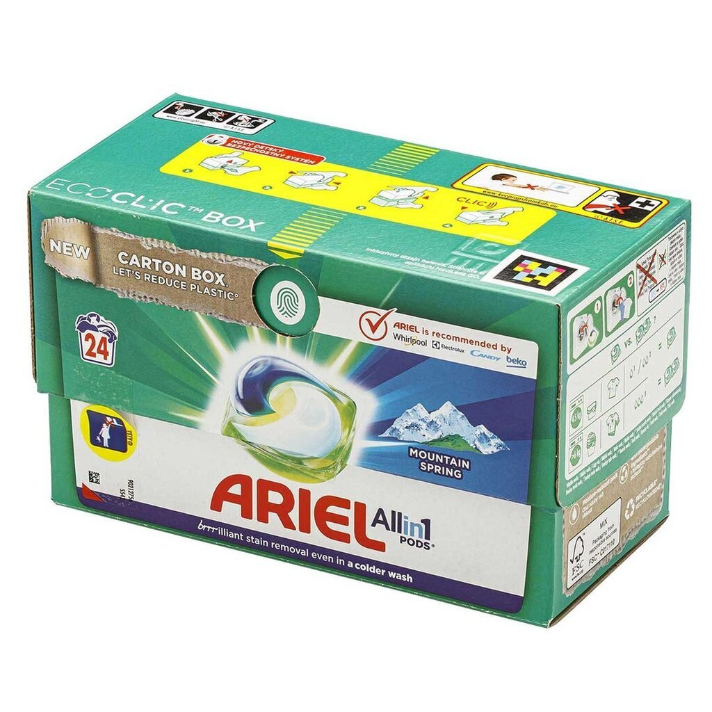 Pesukapselit Ariel Mountain Spring, 24 pesukertaa x 3 kpl paketti hinta ja tiedot | Pyykinpesuaineet | hobbyhall.fi