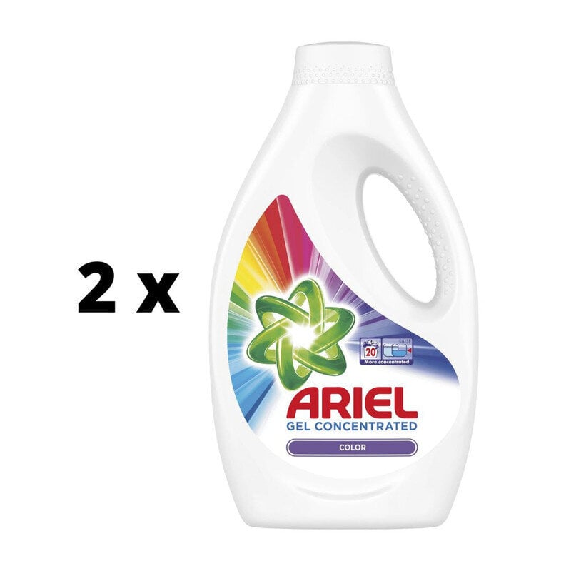 Nestemäinen pesuaine ARIEL Color, pulloissa, 20 pesukertaa / 1,1 l x 2 kpl paketti hinta ja tiedot | Pyykinpesuaineet | hobbyhall.fi