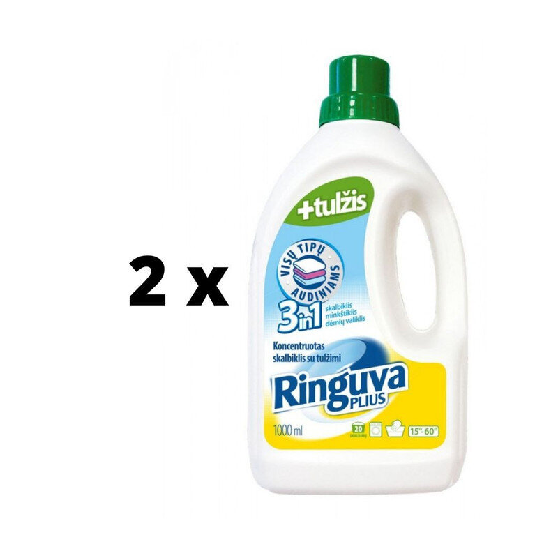 Nestemäinen pesuaine RINGUVA PLUS 3 in 1, universaali, sapella, 20 pesua, 1 l x 2 kpl paketti hinta ja tiedot | Pyykinpesuaineet | hobbyhall.fi