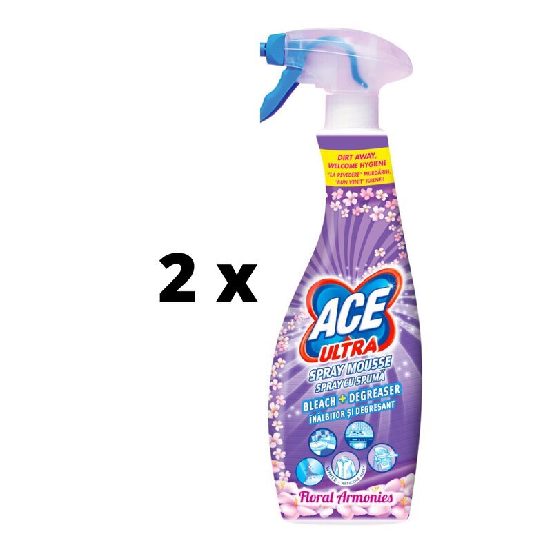 Yleispuhdistusaine Ace Ultra Floral Hajuvesi, vaahto, 700ml x 2 kpl paketti hinta ja tiedot | Puhdistusaineet | hobbyhall.fi