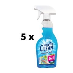 Ikkunoiden ja muiden lasipintojen puhdistusaine Ringuva Clean, 5 in 1, 500 ml x 4 kpl paketti hinta ja tiedot | RINGUVA CLEAN Kodin puhdistusaineet ja siivoustarvikkeet | hobbyhall.fi