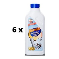 Viemäriputkien puhdistusaine KURMIS, neste, 500 ml x 6 kpl paketti hinta ja tiedot | Puhdistusaineet | hobbyhall.fi