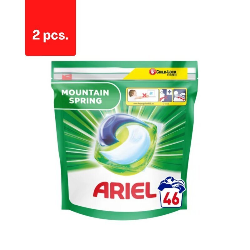 Ariel vuoristojousipesukapselit, 46 kpl x 2 kpl hinta ja tiedot | Pyykinpesuaineet | hobbyhall.fi