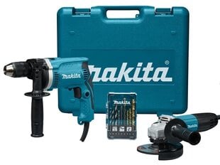 Makita Combokit-konepaketti (Iskuporakone HP1631 + Kulmahiomakone 9558HNR, salkussa) hinta ja tiedot | Hiomakoneet | hobbyhall.fi