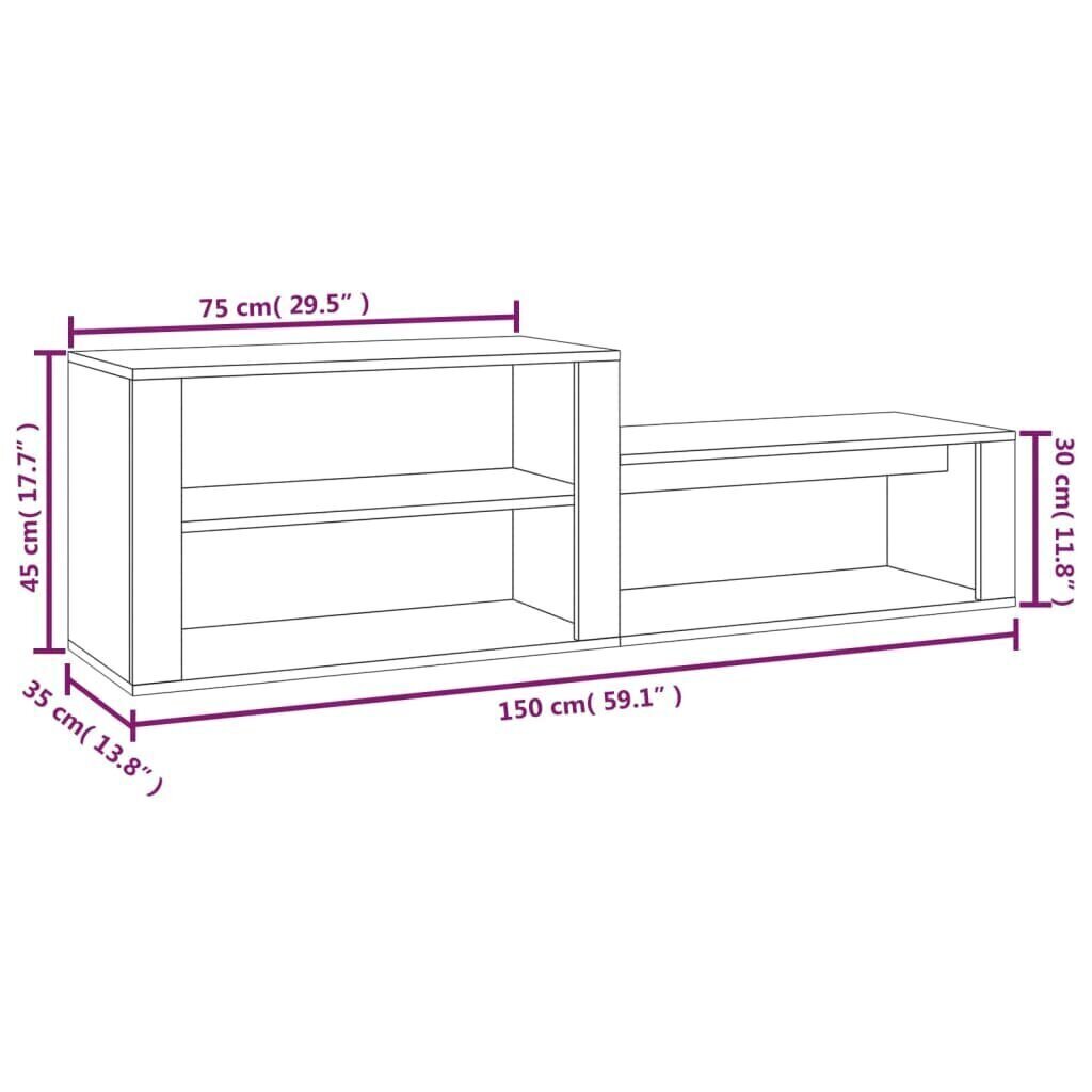 Kenkäkaappi savutammi 150x35x45 cm tekninen puu hinta ja tiedot | Kenkäkaapit ja -hyllyt | hobbyhall.fi