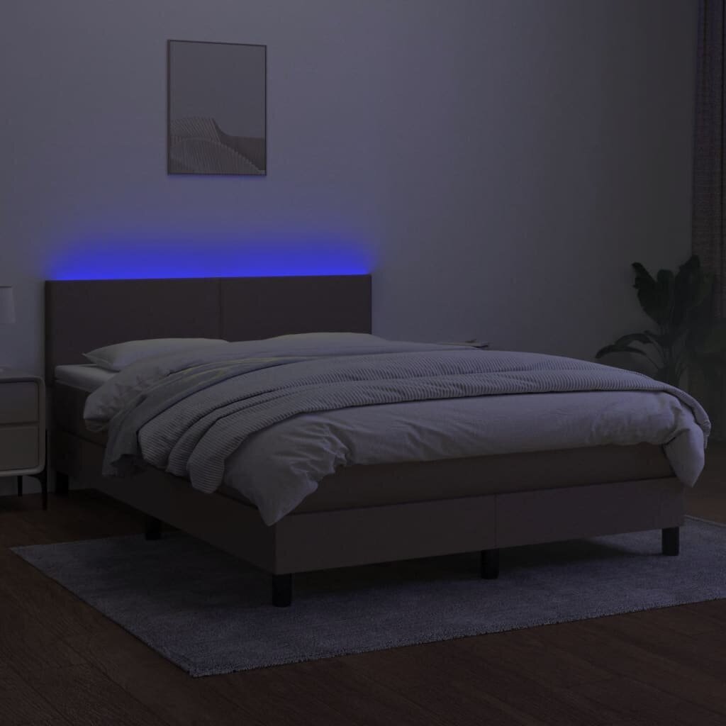 Sänky jousilla/patjalla/LED, taupe, 140x200 cm hinta ja tiedot | Sängyt | hobbyhall.fi