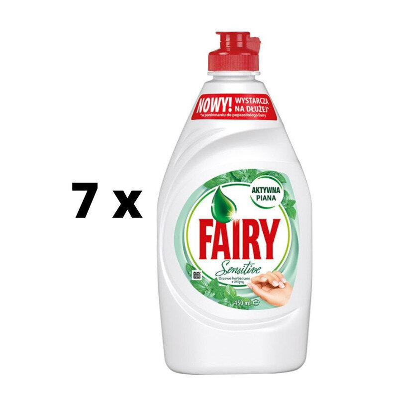 Astianpesuaine FAIRY Sensitive Tea tree & Mint, 450 ml x 7 kpl paketti hinta ja tiedot | Astianpesuaineet | hobbyhall.fi