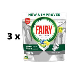 Automaattiset astianpesukonekapselit FAIRY Platinum LEMON, 66 kpl x 3 kpl paketti hinta ja tiedot | Astianpesuaineet | hobbyhall.fi