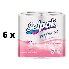 WC-paperi SELPAK Powder, 3 kerrosta, 18,6 metriä, 140 arkkia, 8 kpl x 6 kpl paketti hinta ja tiedot | WC-paperit ja talouspaperit | hobbyhall.fi