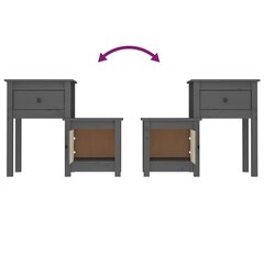 Yöpöytä harmaa 79,5x38x65,5 cm täysi mänty hinta ja tiedot | Yöpöydät | hobbyhall.fi