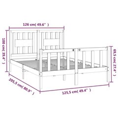 Sängynrunko päätylevyllä musta 120x200 cm täysi mänty hinta ja tiedot | Sängyt | hobbyhall.fi