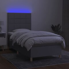 Sänky jousilla/patja/LED, harmaa, 90x190 cm, kangas hinta ja tiedot | Sängyt | hobbyhall.fi