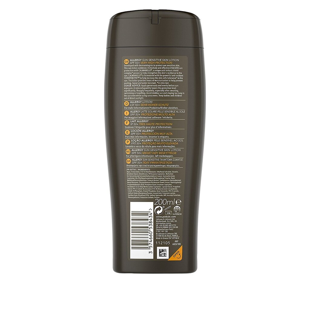 PIZ BUIN Allergy Sun Sensitive Skin Lotion aurinkovoide 200 ml hinta ja tiedot | Aurinkovoiteet | hobbyhall.fi