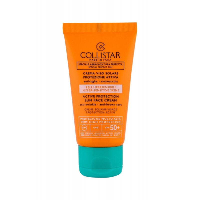 Collistar Special Perfect Tan Active Protection Sun Face aurinkosuoja kasvoille 50 ml hinta ja tiedot | Aurinkovoiteet | hobbyhall.fi