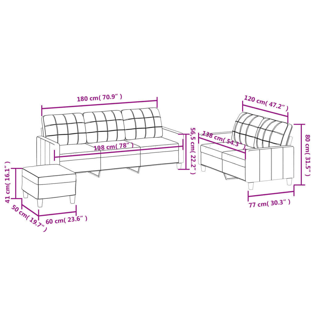 3-osainen sohvasarja , beige hinta ja tiedot | Sohvat ja vuodesohvat | hobbyhall.fi