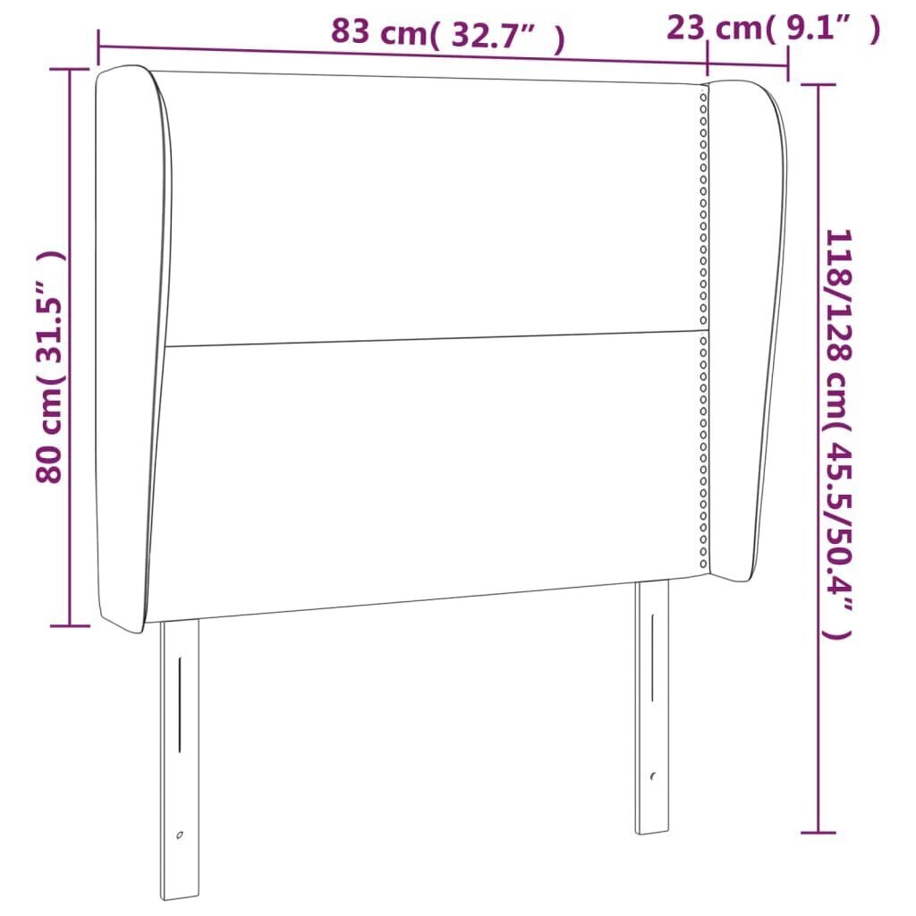 pääty korvilla, harmaa, 83x23x118/128cm, keinonahka hinta ja tiedot | Sängyt | hobbyhall.fi