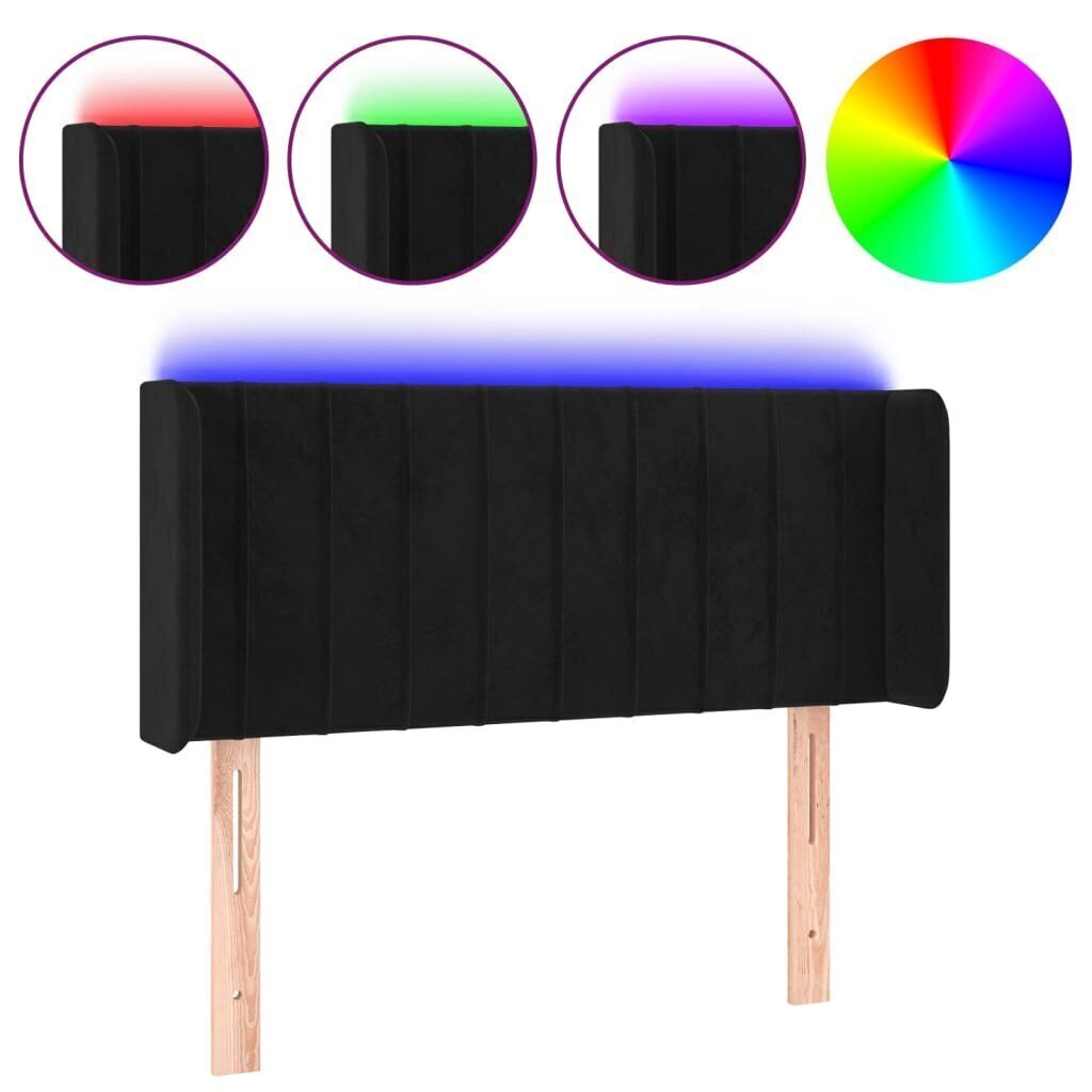 Sängynpäädy LED , Velvet, 83x16x78/88cm, musta hinta ja tiedot | Sängyt | hobbyhall.fi