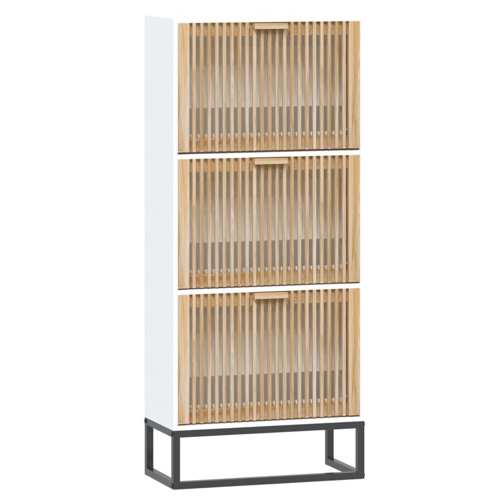 Kenkäkaappi valkoinen 52x25x120 cm tekninen puu hinta ja tiedot | Kenkäkaapit ja -hyllyt | hobbyhall.fi