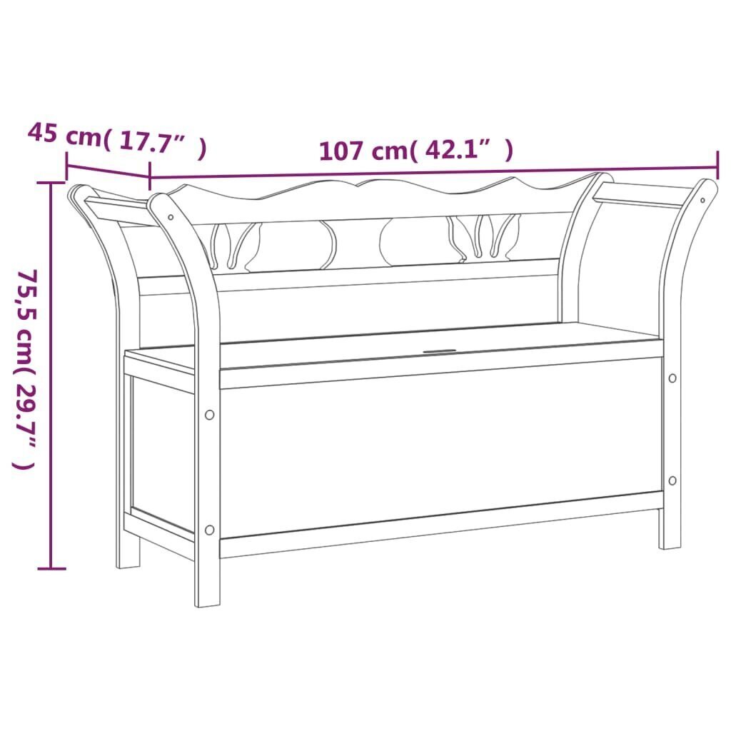 Penkki 107x45x75,5 cm täysi kuusi hinta ja tiedot | Kenkäkaapit ja -hyllyt | hobbyhall.fi