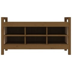 Eteisen penkki hunajanruskea 110x40x60 cm täysi mänty hinta ja tiedot | Kenkäkaapit ja -hyllyt | hobbyhall.fi