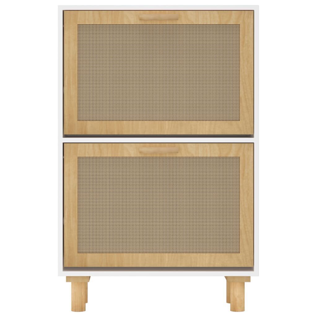 Kenkäkaappi valkoinen 52x25x80 cm tekninen puu/luonnonrottinki hinta ja tiedot | Kenkäkaapit ja -hyllyt | hobbyhall.fi