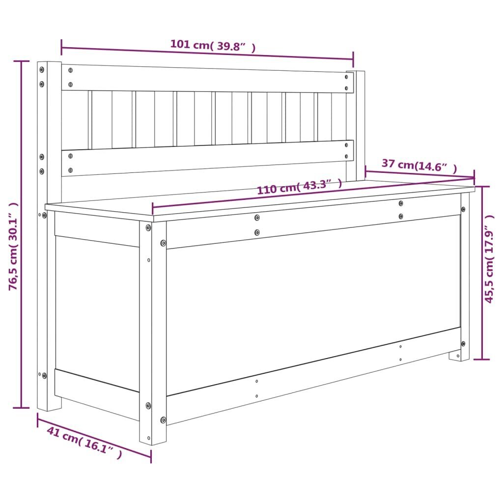 Penkki musta 110x41x76,5 cm täysi mänty hinta ja tiedot | Kenkäkaapit ja -hyllyt | hobbyhall.fi