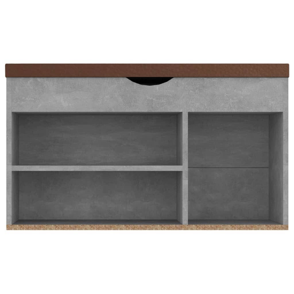 Kenkäpenkki tyynyllä, betonin harmaa, 80x30x47cm, MDP hinta ja tiedot | Kenkäkaapit ja -hyllyt | hobbyhall.fi