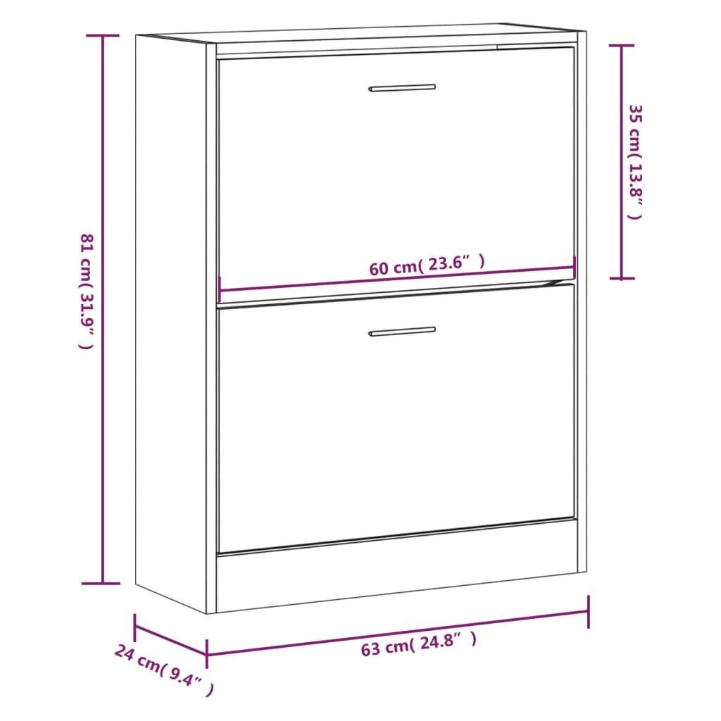 Kenkäkaappi savutammi 63x24x81 cm tekninen puu hinta ja tiedot | Kenkäkaapit ja -hyllyt | hobbyhall.fi