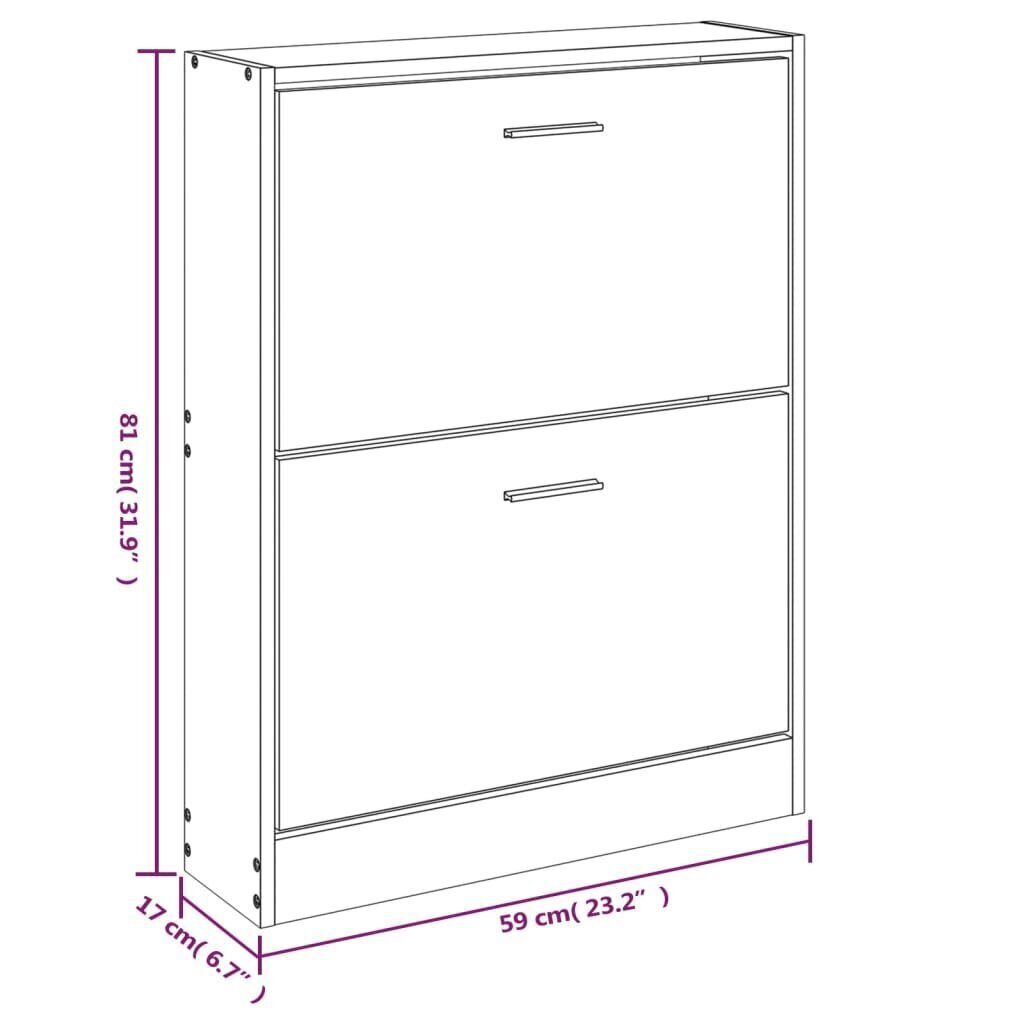 Kenkäkaappi korkeakiilto valkoinen 59x17x81 cm tekninen puu hinta ja tiedot | Kenkäkaapit ja -hyllyt | hobbyhall.fi