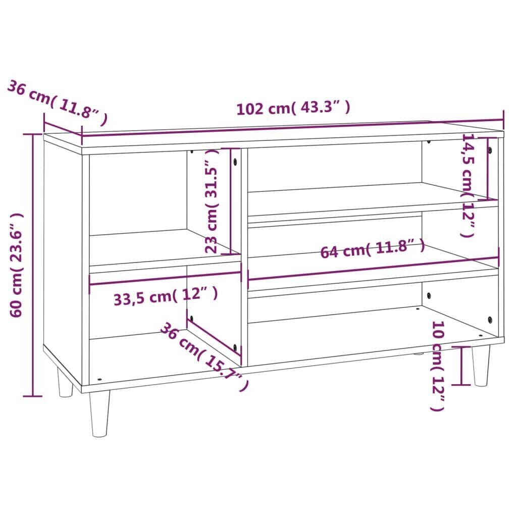 Kenkäkaappi betoninharmaa 102x36x60 cm tekninen puu hinta ja tiedot | Kenkäkaapit ja -hyllyt | hobbyhall.fi