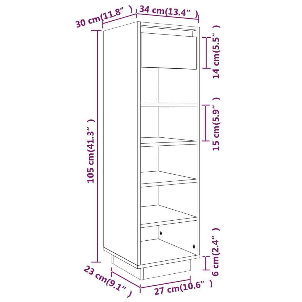 Kenkäkaappi hunajanruskea 30x34x105 cm täysi mänty hinta ja tiedot | Kenkäkaapit ja -hyllyt | hobbyhall.fi