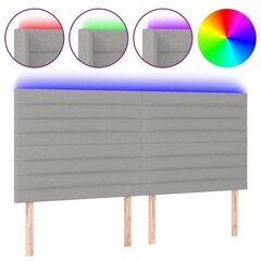 Sängynpäädy LED :llä, Kangas, 160x5x118/128cm, vaaleanharmaa hinta ja tiedot | Sängyt | hobbyhall.fi