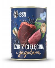 John Dog Berry Puppy villisika, vasikanliha ja mustikat, 6 x 400 g hinta ja tiedot | Koiran märkäruoka | hobbyhall.fi