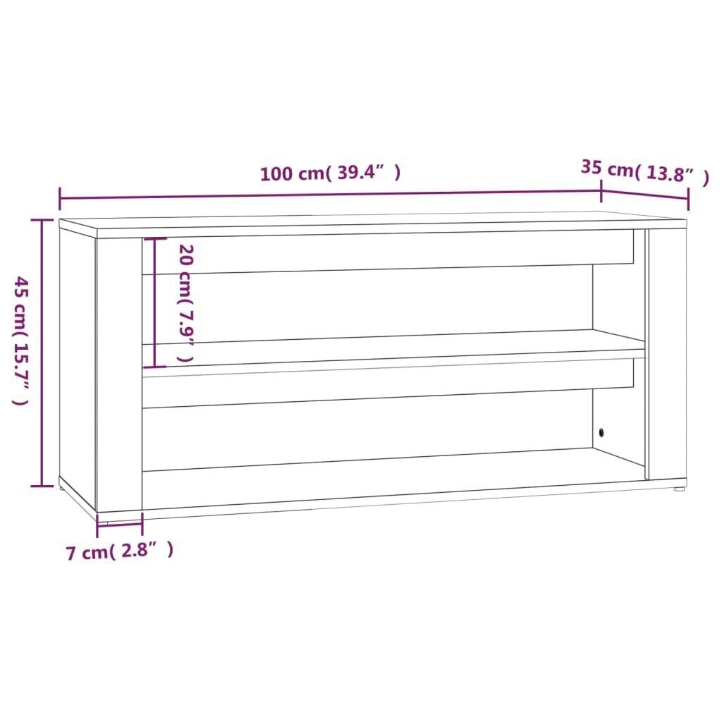 Kenkäteline Sonoma-tammi 100x35x45 cm tekninen puu hinta ja tiedot | Kenkäkaapit ja -hyllyt | hobbyhall.fi