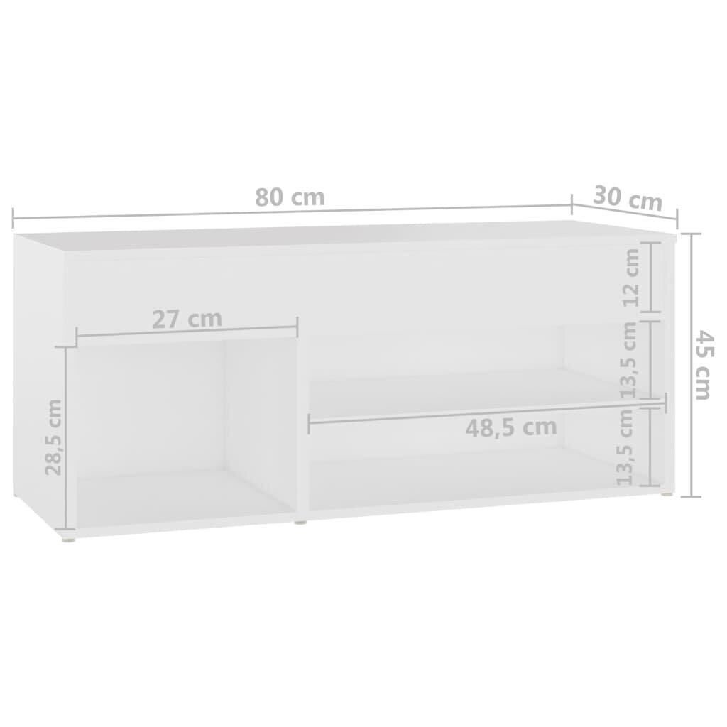 Kenkien säilytyspenkki valkoinen 80x30x45 cm lastulevy hinta ja tiedot | Kenkäkaapit ja -hyllyt | hobbyhall.fi