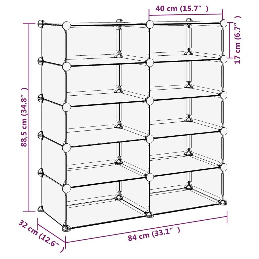 Kenkäteline läpinäkyvä 84x32x88,5 cm PP hinta ja tiedot | Kenkäkaapit ja -hyllyt | hobbyhall.fi